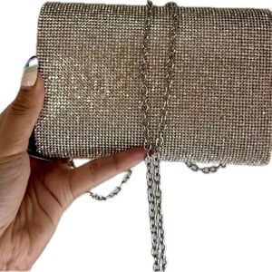 NWT Silver Rhinestone Clutch Crossbody